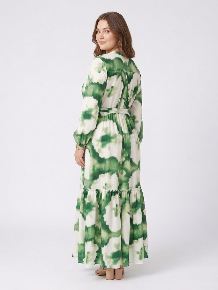 Damklänning Florens maxiklänning bakifrån i blommig design