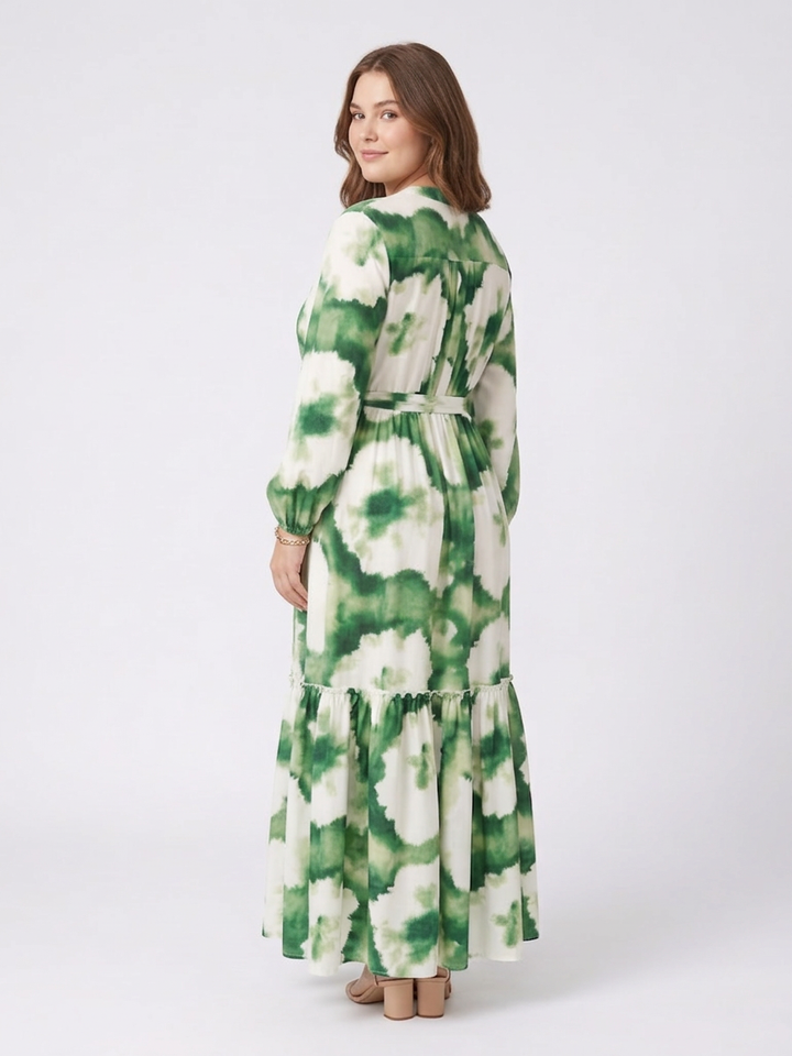 Damklänning Florens maxiklänning bakifrån i blommig design