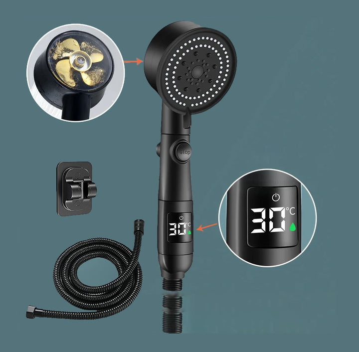 LuxShower® 5 lägen högtrycksdusch med Intelligent LED Temperatur Display