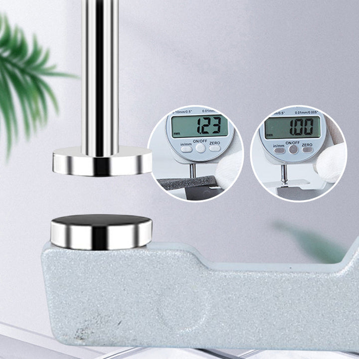 Digital display tjockleksmätare med stor LCD, mäter materialtjocklek som läder och papper, kompakt och lättanvänd.