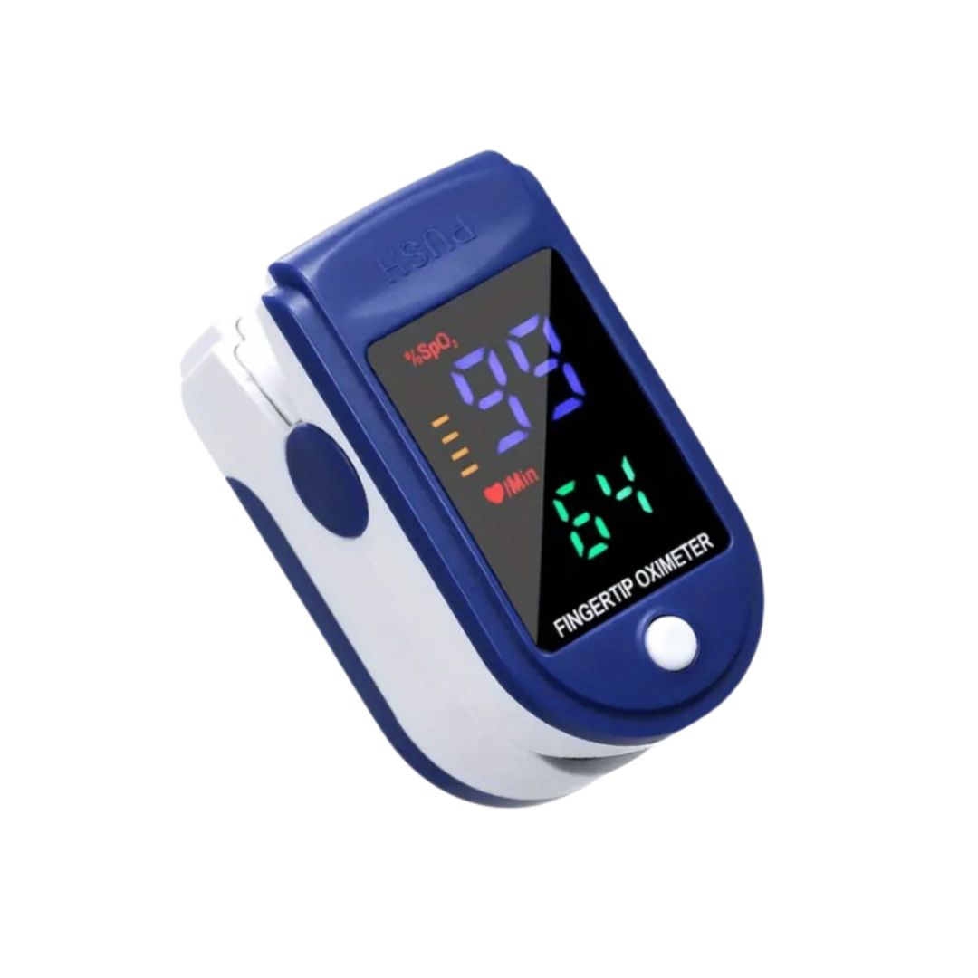 Digital fingertoppspulsoximeter för snabb mätning av puls, syremättnad (SpO2). Portabel hälsomonitor.