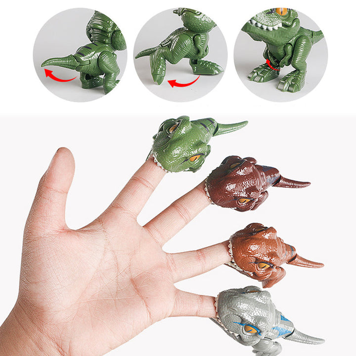 Dinosaurie-fingerdockor i plast för barn, detaljerade och färgglada, idealiska för kreativ lek med Jurassic World-tema.