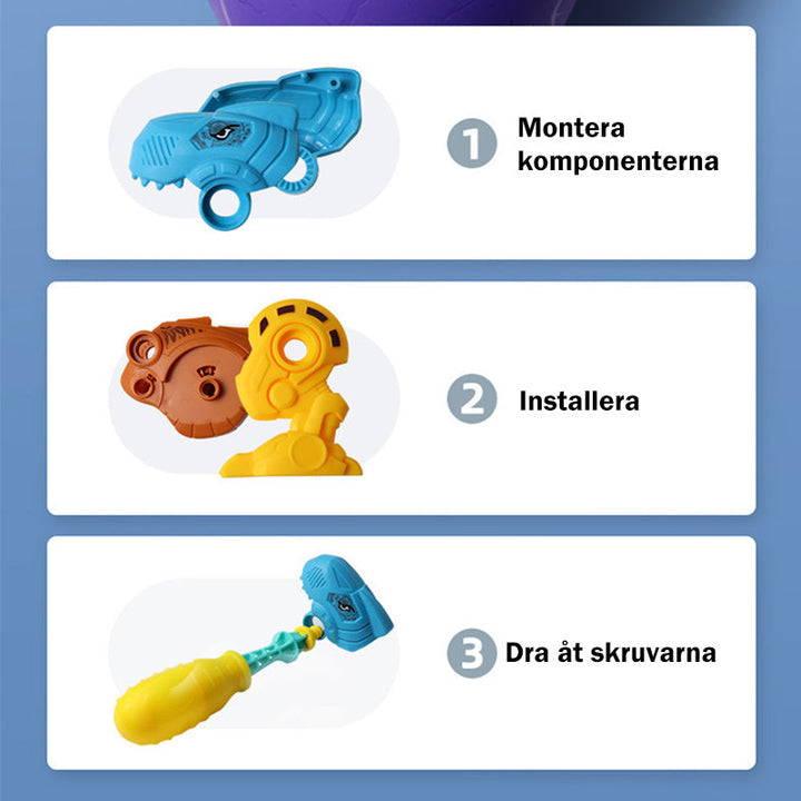 DIY Dinosaurie Byggsats för Barn - färgglada delar