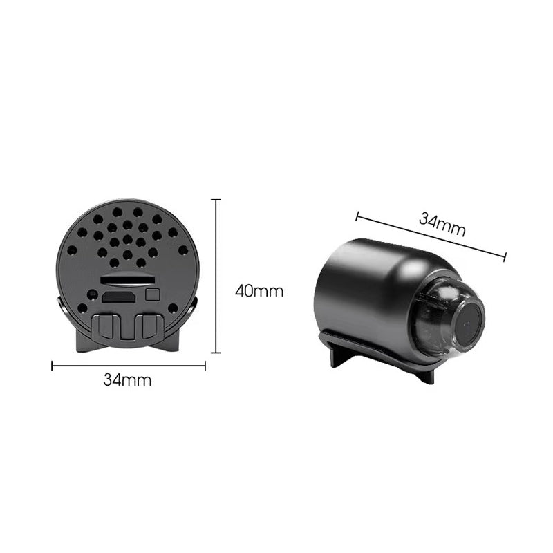"Diskret svart mini WiFi-kamera för hemövervakning, 1080P HD, elegant design, mörkerseende och rörelsedetektion."