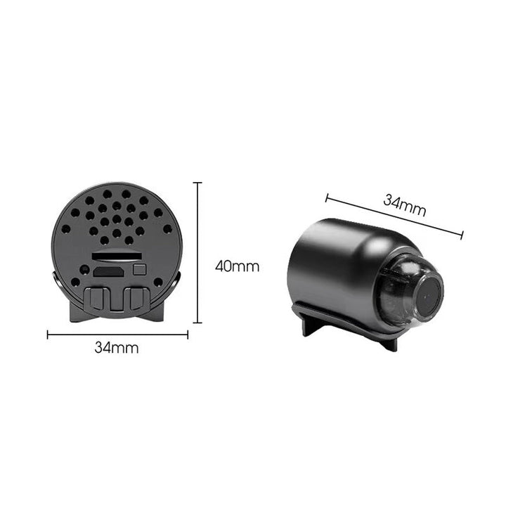 "Diskret svart mini WiFi-kamera för hemövervakning, 1080P HD, elegant design, mörkerseende och rörelsedetektion."