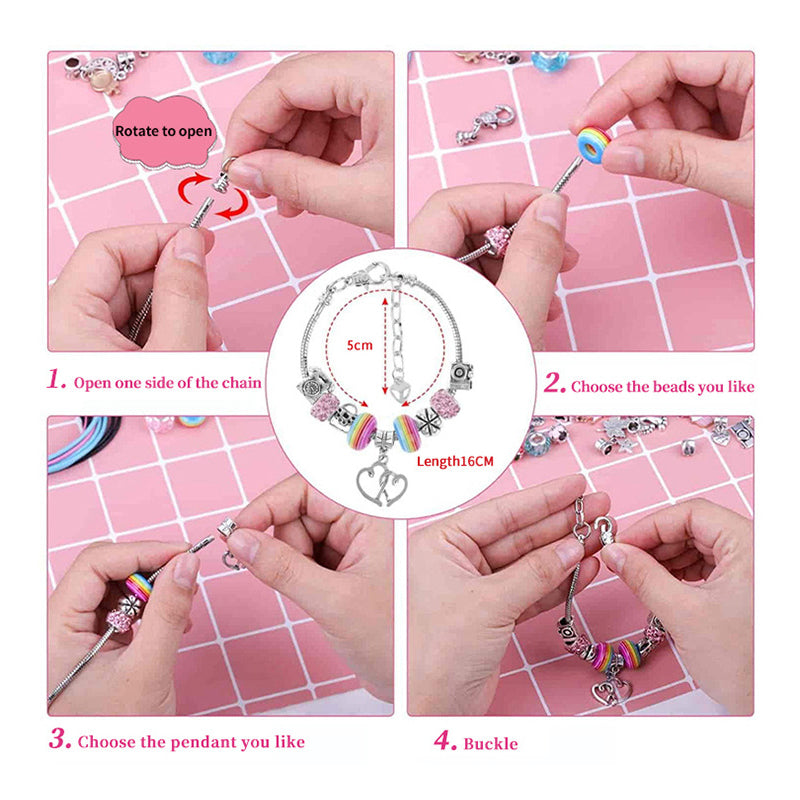 "DIY jularmbandset med färgglada berlockpärlor, armband för tjejer, perfekt julaccessoar, kreativ och personlig."