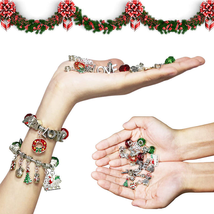 "DIY julkalender armbandskit för flickor med färgglada pärlor och berlockar för att skapa personliga smycken, 24-dagars nedrä