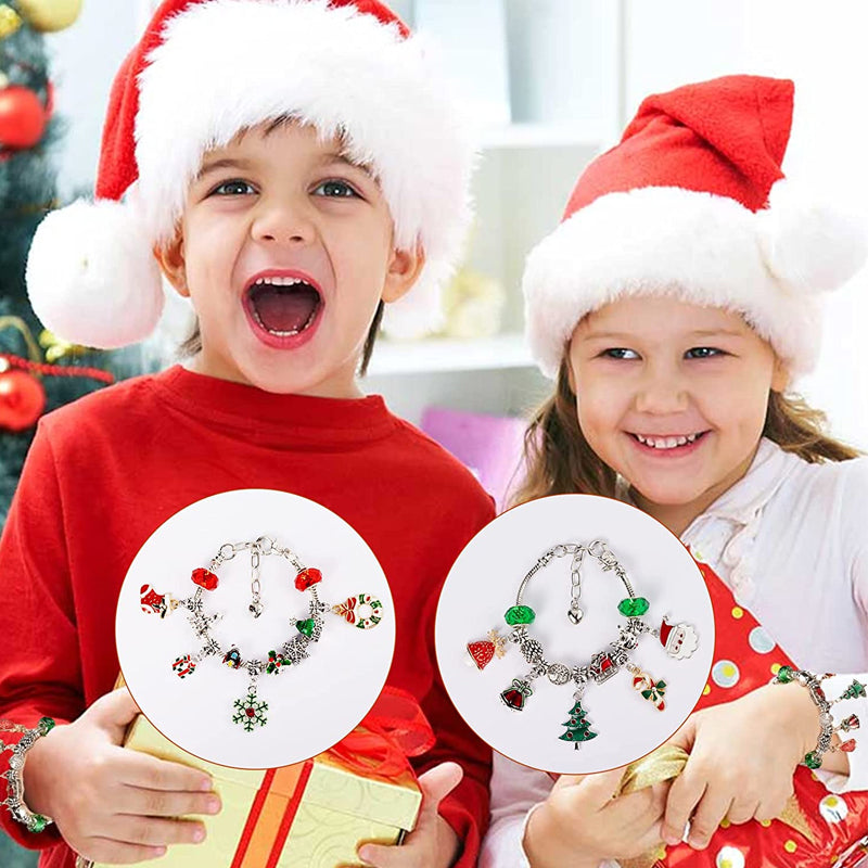 "DIY julkalender armbandskit för flickor med färgglada pärlor och berlockar för att skapa personliga smycken, 24-dagars nedrä