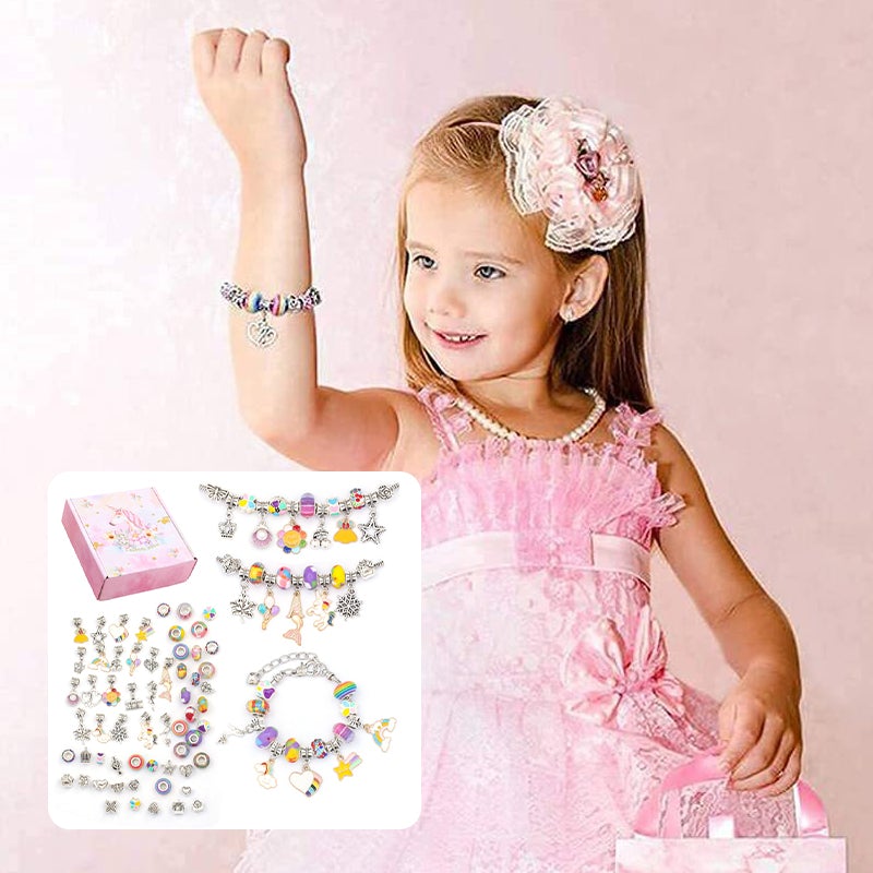 "DIY Kristall armbandsset med färgglada pärlor och hängen, perfekt för att skapa unika smycken och främja kreativitet."