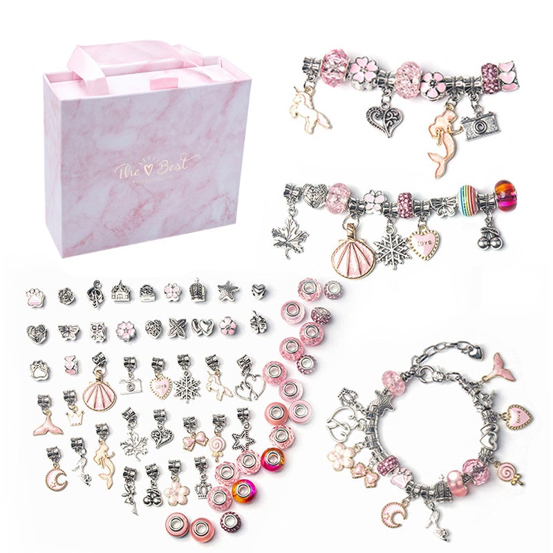 "DIY Kristall armbandsset med färgglada pärlor och hängen, perfekt för att skapa unika smycken och främja kreativitet."