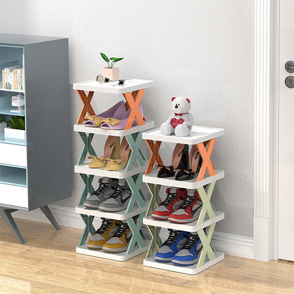 "DIY Skoställ med rundade hörn och tre lager, anpassningsbar, elegant design för modern skoförvaring i hemmet."