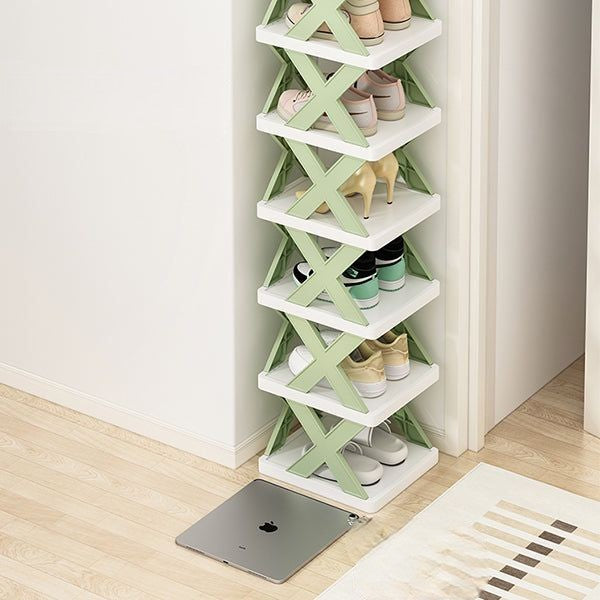 "DIY Skoställ med rundade hörn och tre lager, anpassningsbar, elegant design för modern skoförvaring i hemmet."