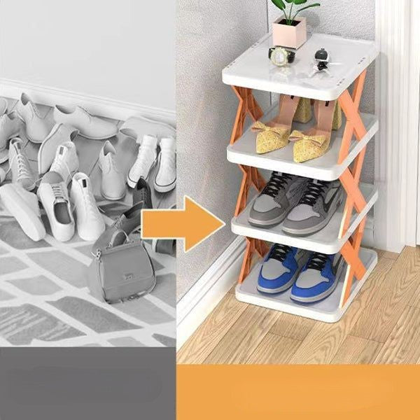 "DIY Skoställ med rundade hörn och tre lager, anpassningsbar, elegant design för modern skoförvaring i hemmet."