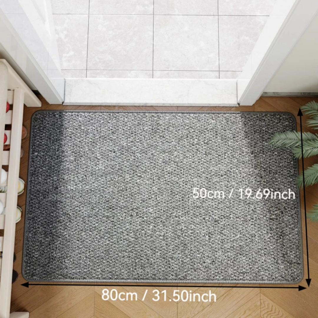 Närbild på slitstark dörrmatta i naturlig jute-look med struktur för entré