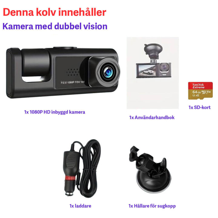 Ultimate Guardian 1080P Körkamera med tre linser
