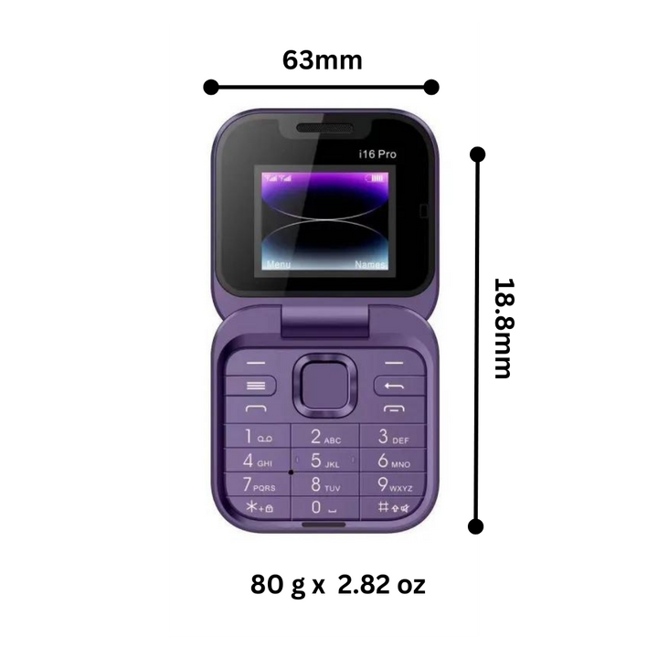 Hopfällbar mobiltelefon med laddkabel ansluten bredvid