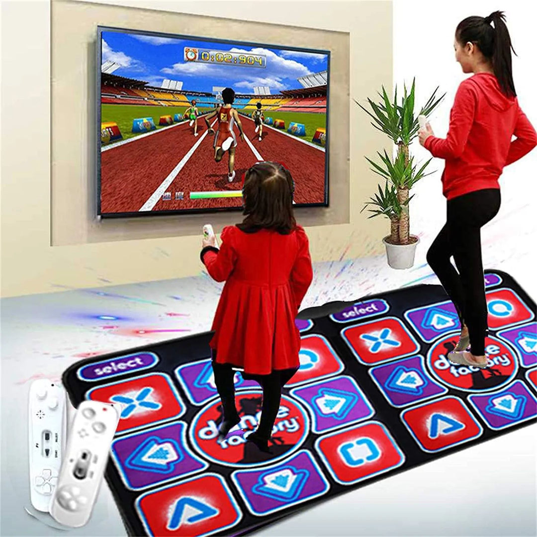Dubbel interaktiv dansmatta för 2 spelare, perfekt för familjens fitness och inomhuslek.