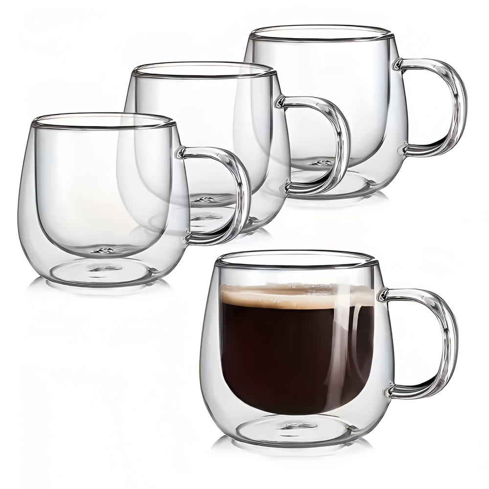 Vacker present: dubbelväggiga borosilikatglaskoppar, en uppskattad gåva för kaffe- & teälskare.