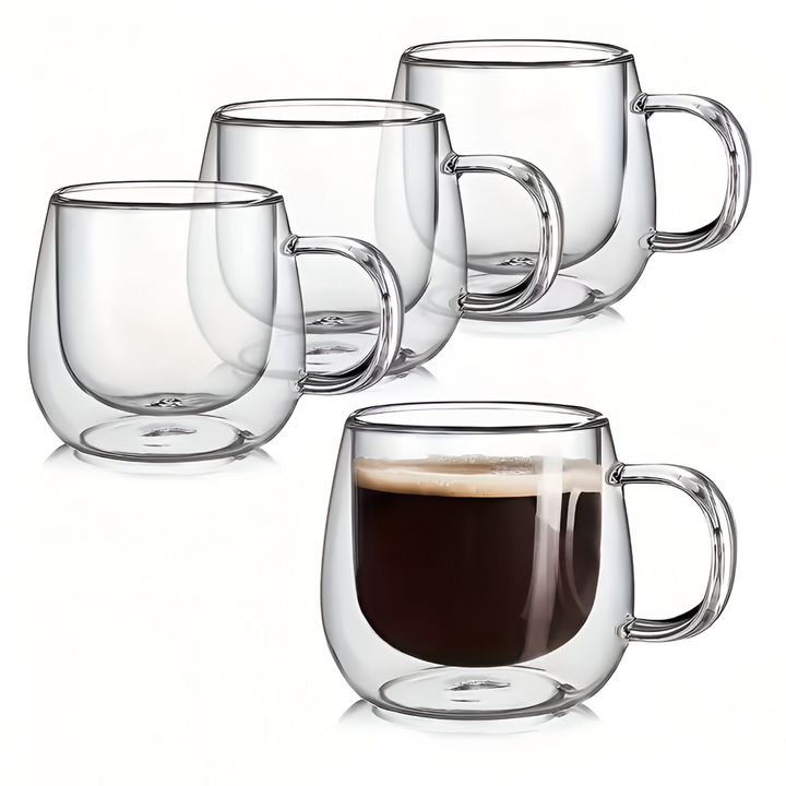Vacker present: dubbelväggiga borosilikatglaskoppar, en uppskattad gåva för kaffe- & teälskare.