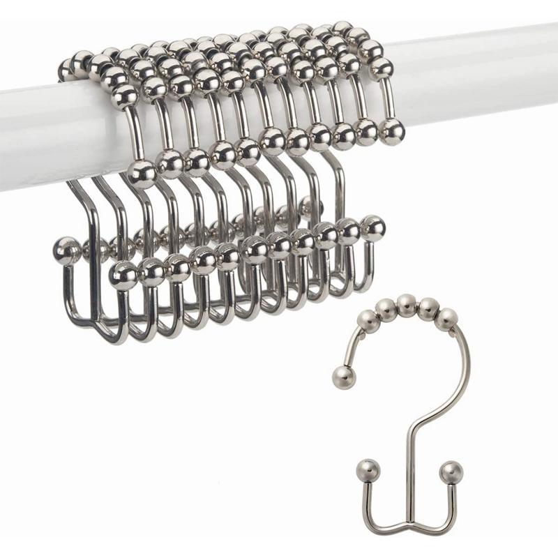 "Duschdraperi krokar i rostfritt stål, elegant och hållbar design för modern badrumsinredning, set med 12 st."