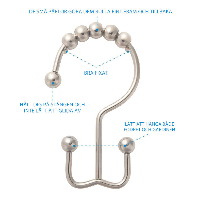 "Duschdraperi krokar i rostfritt stål, elegant och hållbar design för modern badrumsinredning, set med 12 st."