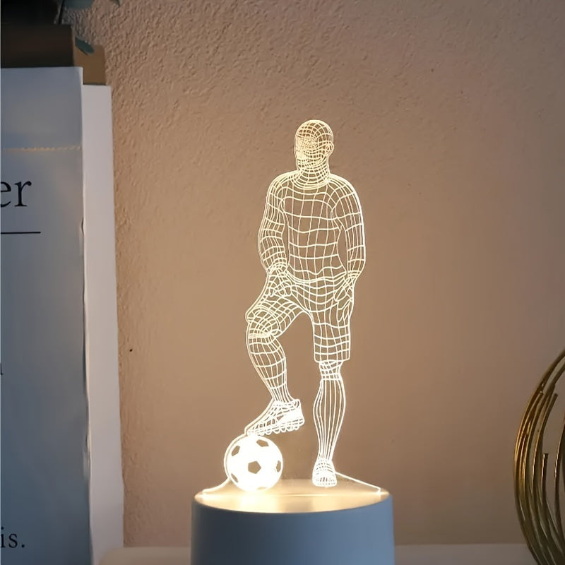3D fotbollslampa som lyser upp ett skrivbord i ett rum