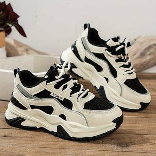 Chunky plattform sneakers för dam med kontrastpaneler från sidan