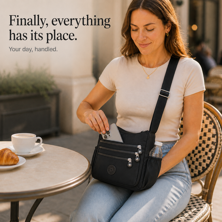 Lila lättviktsväska för dam, perfekt crossbody-modell för aktiva dagar
