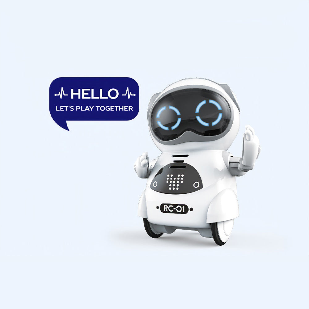 Interaktiv pocket RC robot som visar sina funktioner för barn