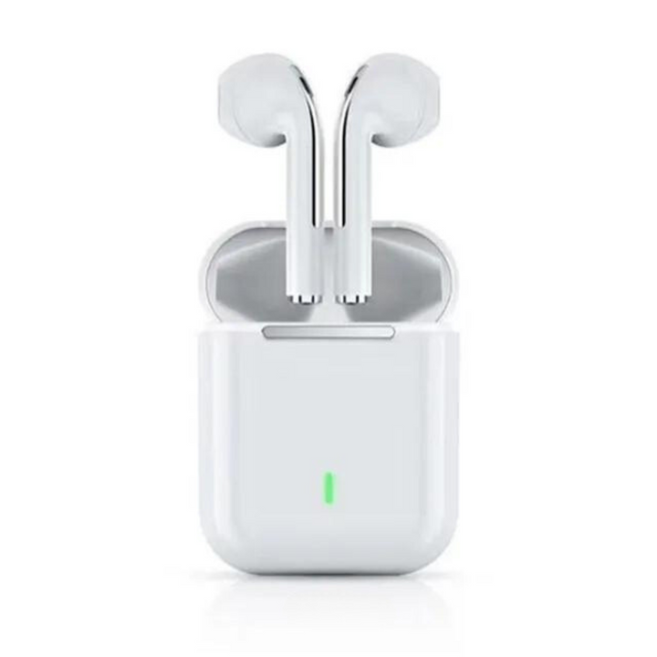 Smarta bluetooth-snäckor i blå färg uppvisade framifrån på vit bakgrund