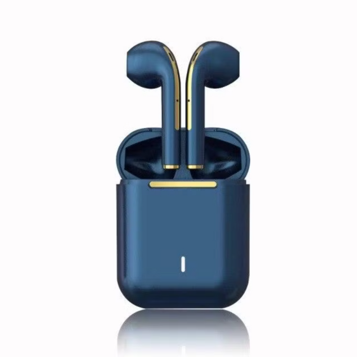 Snygga vita trådlösa hörlurar med touch-kontroll och ergonomisk design
