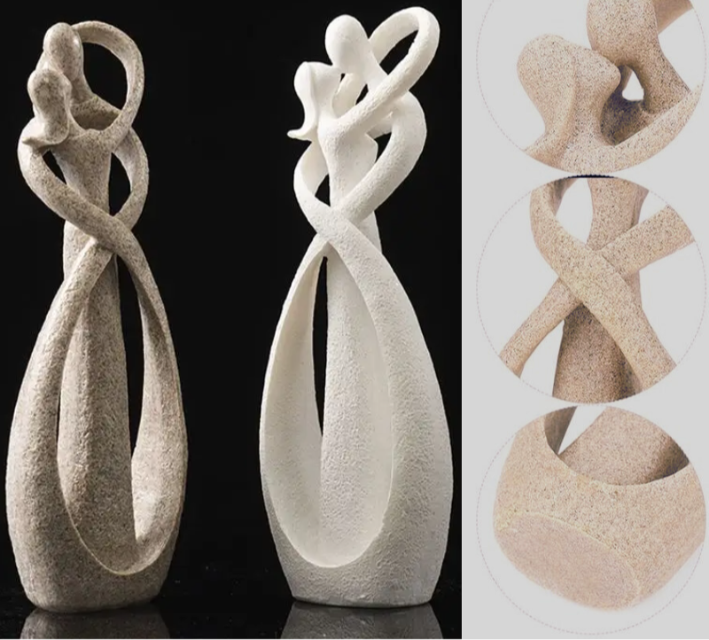 Närbild på den tidlösa skulpturen i sand-vit finish som framhäver den konstnärliga designen