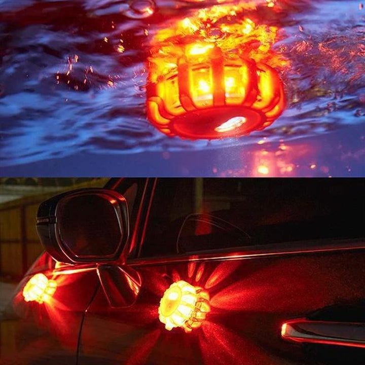 "Effektiv magnetisk varningslampa för bilar, vattentät design, hög synlighet med 9 ljuslägen i orange färg."