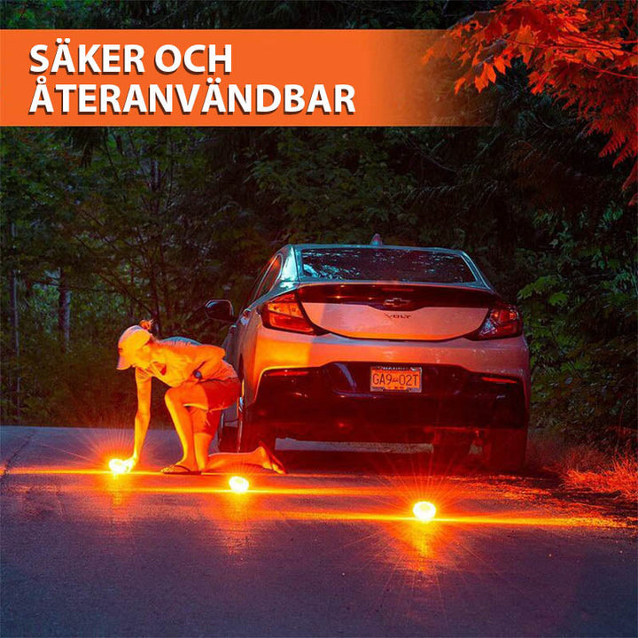 "Effektiv magnetisk varningslampa för bilar, vattentät design, hög synlighet med 9 ljuslägen i orange färg."