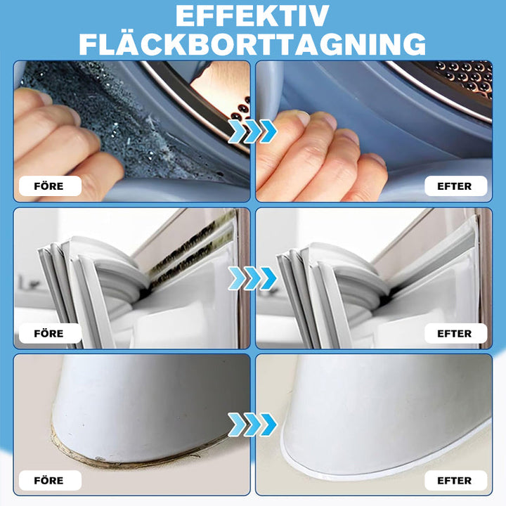 Effektiv Mögelavlägsnargel, tar bort envisa mögelfläckar, klar flaska, vit och grön etikett, 100ml volym.