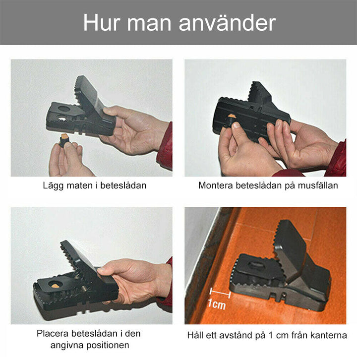 "Effektiv råttfälla i svart plast för säkert hem, enkel användning och hygienisk skadedjursbekämpning."