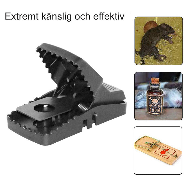 "Effektiv råttfälla i svart plast för säkert hem, enkel användning och hygienisk skadedjursbekämpning."