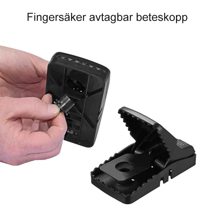 "Effektiv råttfälla i svart plast för säkert hem, enkel användning och hygienisk skadedjursbekämpning."