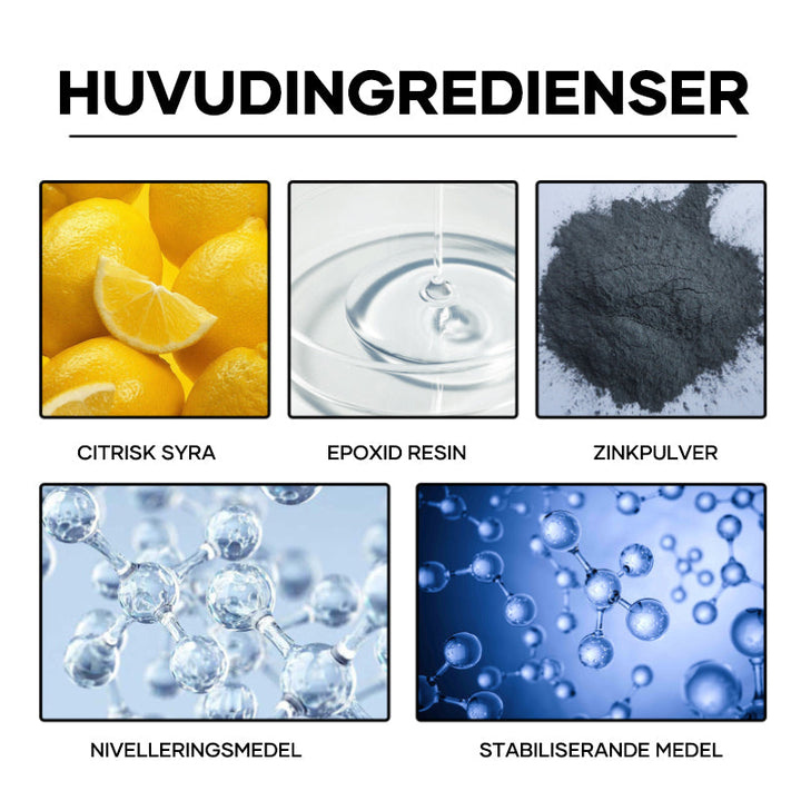 Effektivt rostborttagningsmedel för metall, blå flaska, idealisk för att förnya och skydda metallytor mot rostskador.