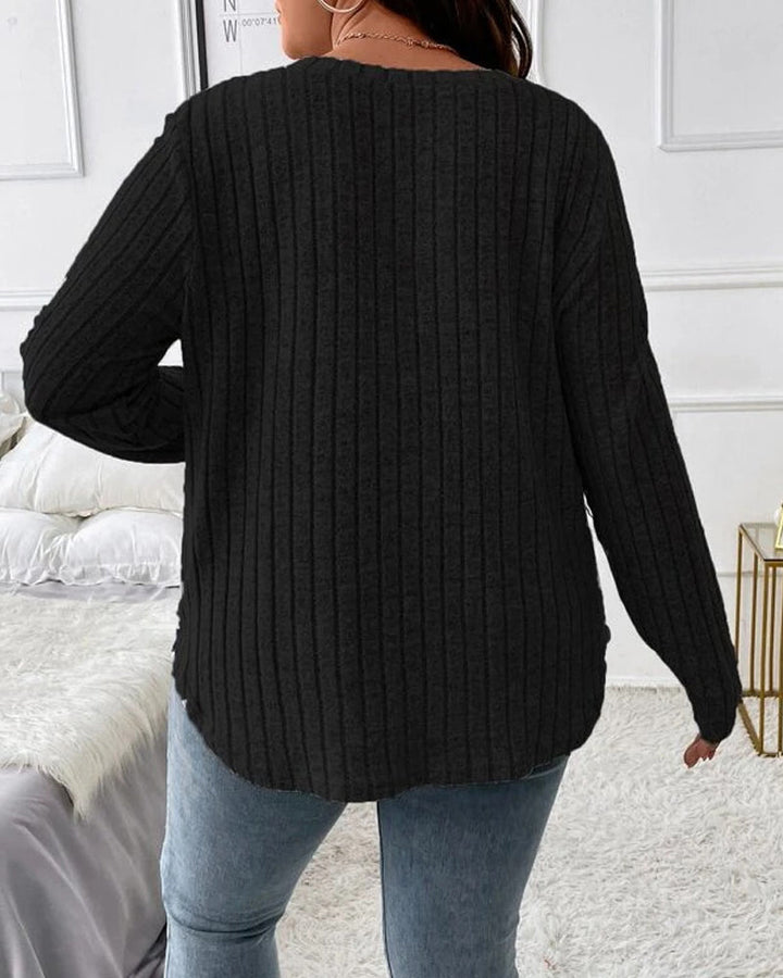 Elegant tröja för dam med V-hals och lång ärm