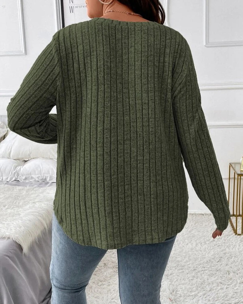 Mångsidig tröja med V-hals och lång ärm för damer