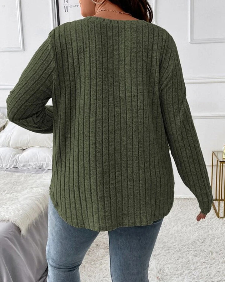 Mångsidig tröja med V-hals och lång ärm för damer