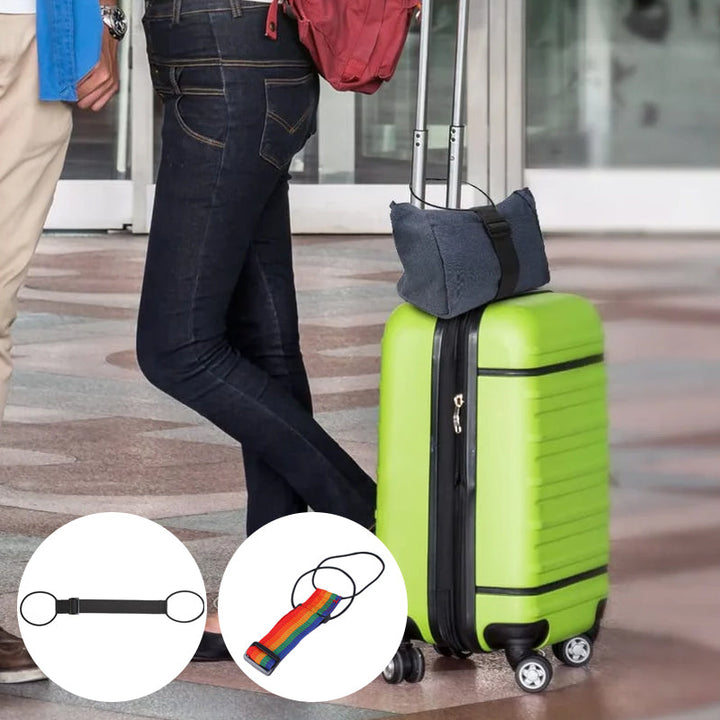 "Elastiskt band för bagage, svart och flexibelt, idealiskt för resväskor och bärbara väskor, säker och lättanvänd."