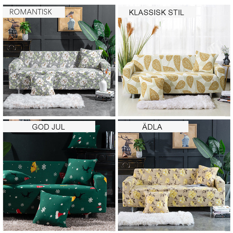 Elastiskt universal sofföverdrag i ljusgrå färg, formpassad och modern design för heminredning och sofftäcke skydd.