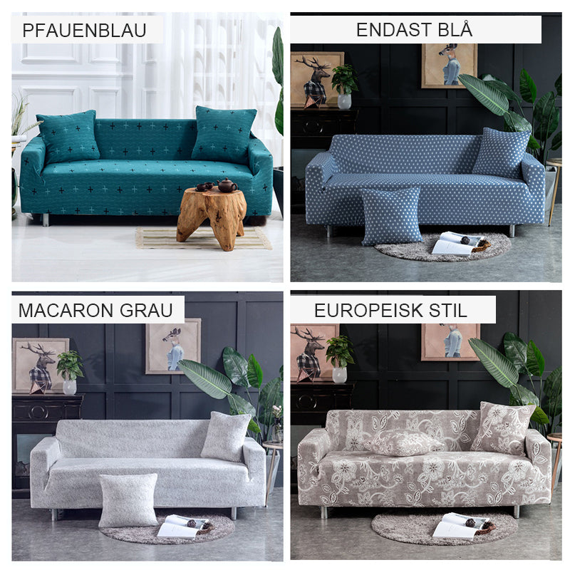 Elastiskt universal sofföverdrag i ljusgrå färg, formpassad och modern design för heminredning och sofftäcke skydd.