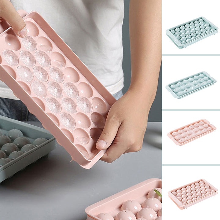 Elegant 3D-istillverkningsset i blått och rosa för köket, med diamant- och rundformade isformar för unika drinkupplevelser.