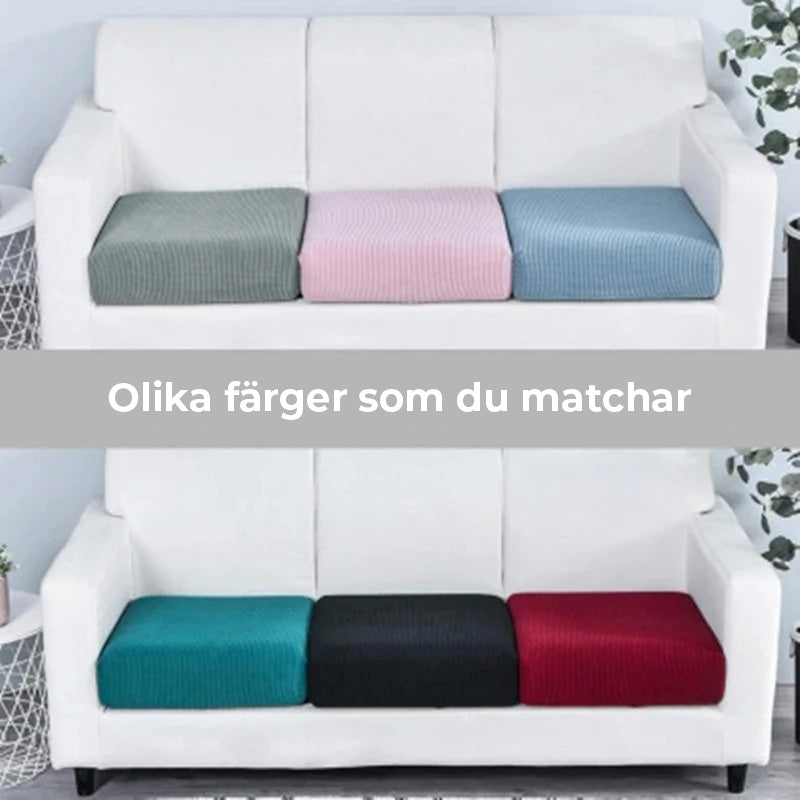 "Elegant avtagbart soffsitsöverdrag i mjuk sammet med modern design, skyddar och förnyar din soffa med stil och komfort."