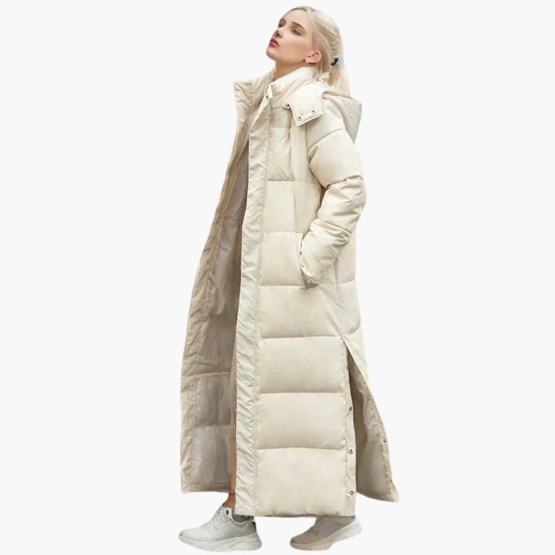 Snygg lång svart damkappa med huva. En modern modekappa och varm huvkappa för damer, finns i flera färger.