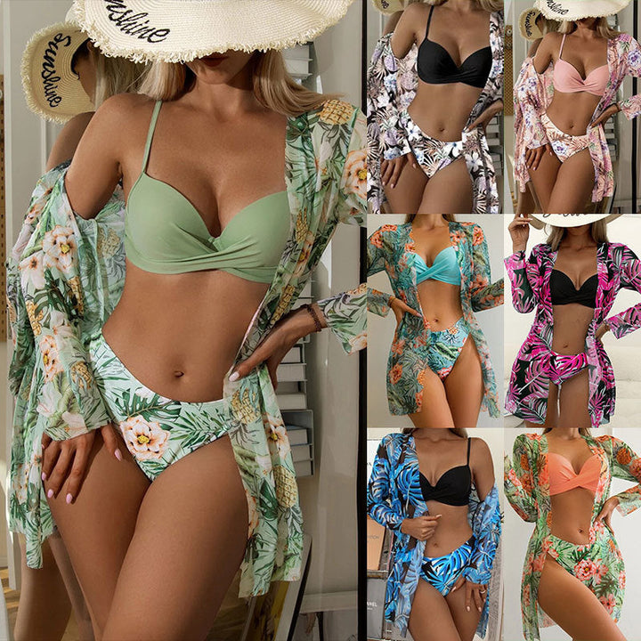 Elegant blommig strandkimono för damer, perfekt sommaröverklädnad med lös passform.