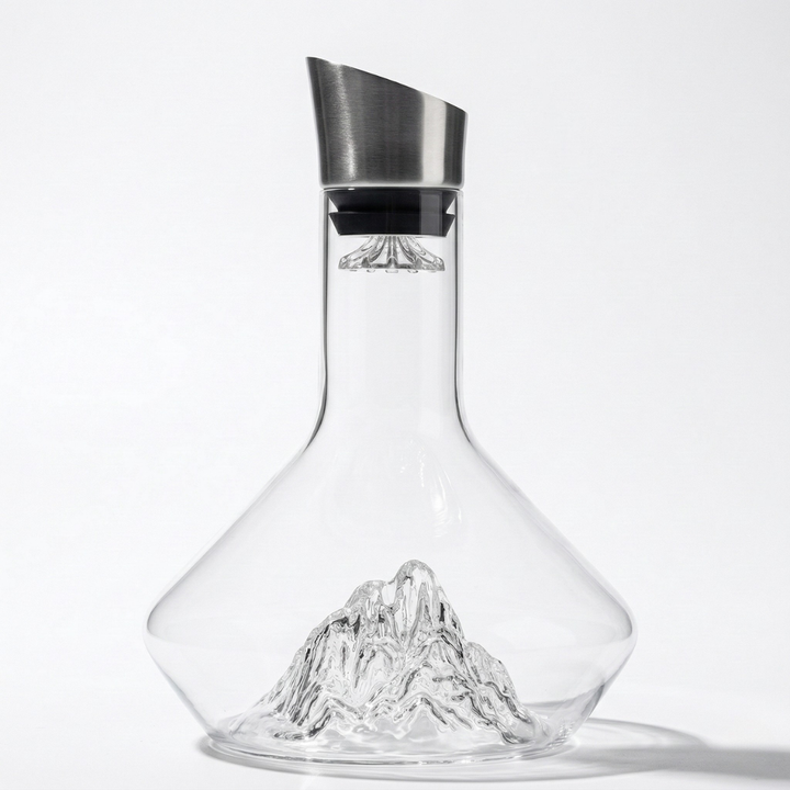 Elegant blyfri kristallkaraff (1500 ml) för vinluftning och stilfull servering av rött vin.